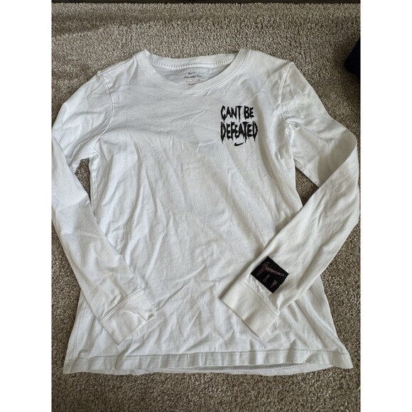 NIKE SPORTSWEAR WOMEN CANT BE DEFEATED LONG SLEEVE TOP WHITE SZ S - Picture 1 of 5